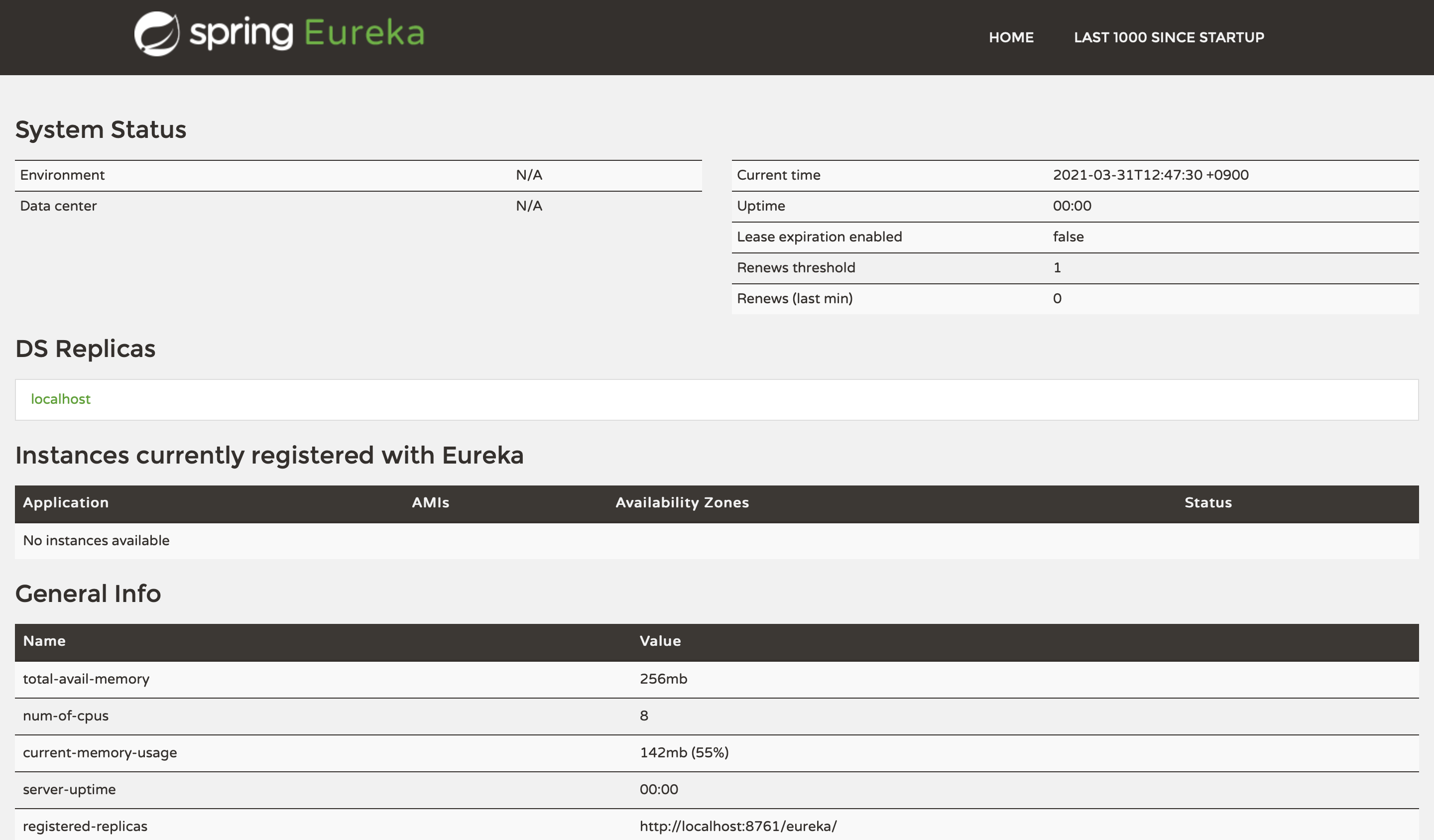 Eureka Server Dashboard
